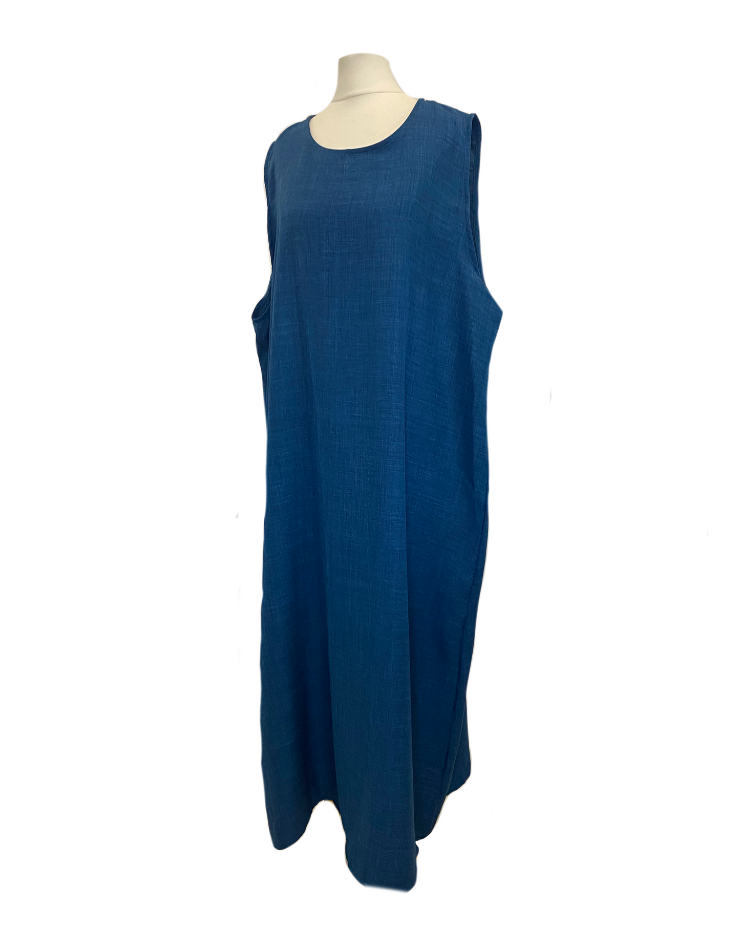 Sous robe sans manche bleu effet lin