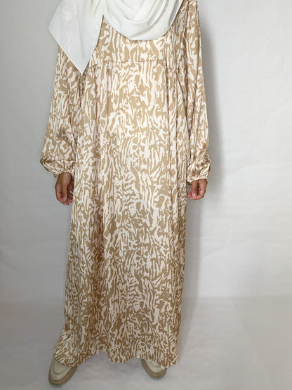 Robe ample beige à motif