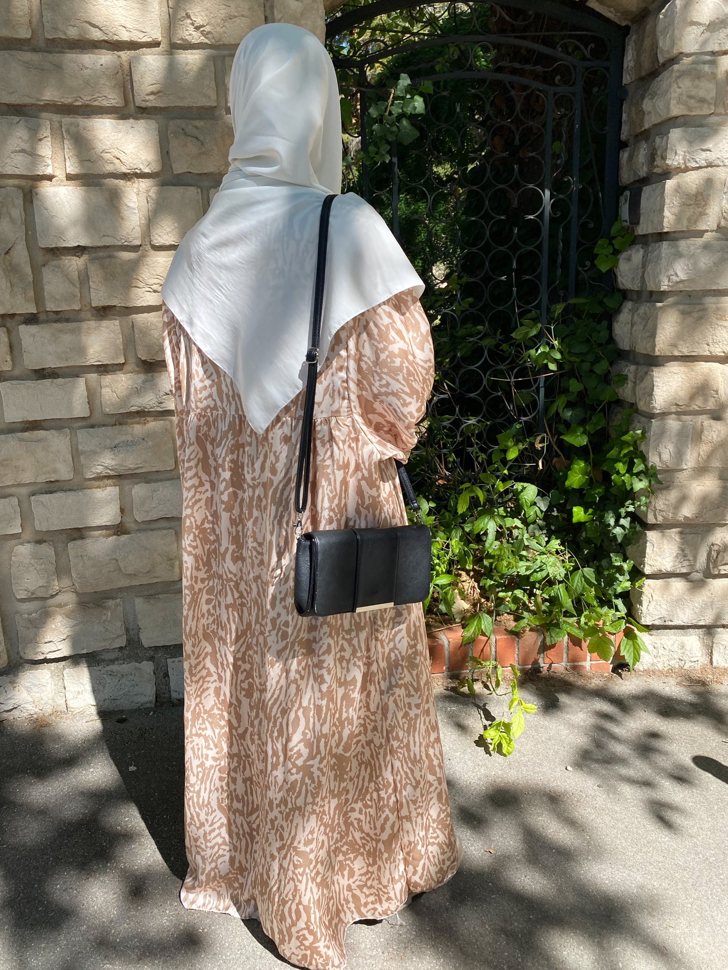 Robe ample beige à motif