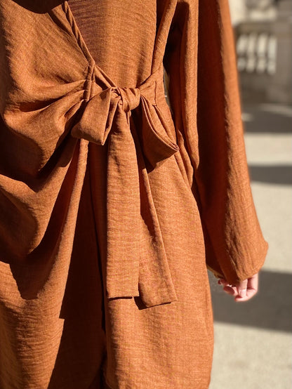 Ensemble oversize à nouer marron