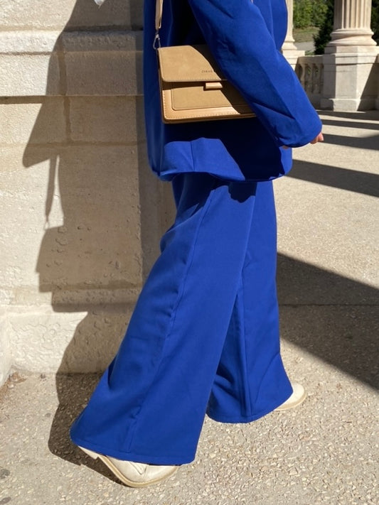 Pantalon tailleur bleu roi