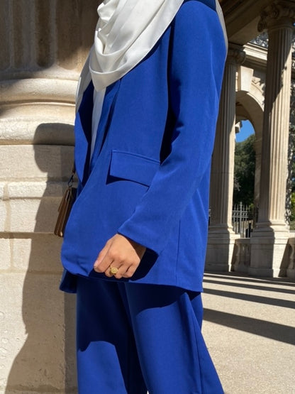 Veste tailleur oversize bleu roi