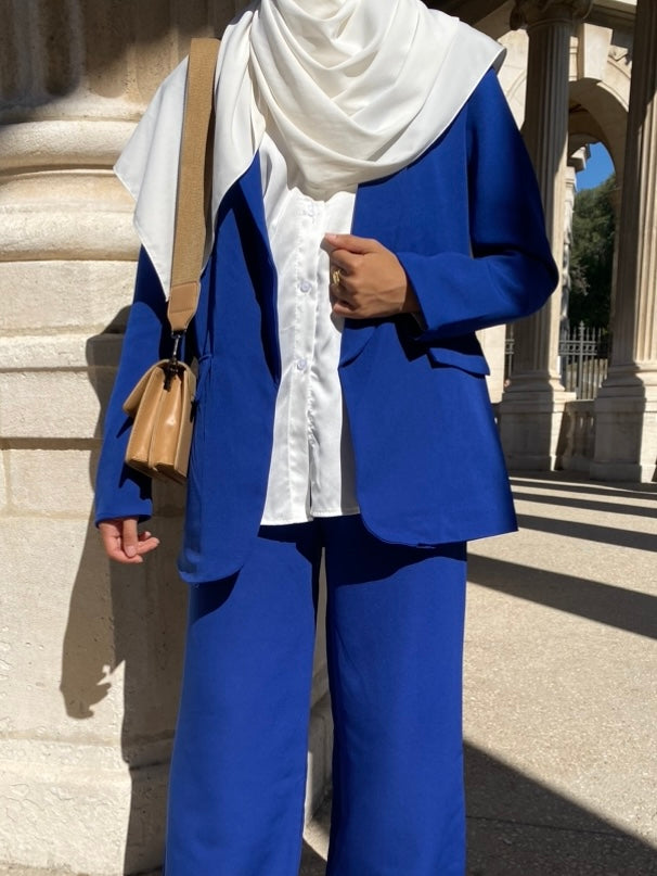 Veste tailleur oversize bleu roi