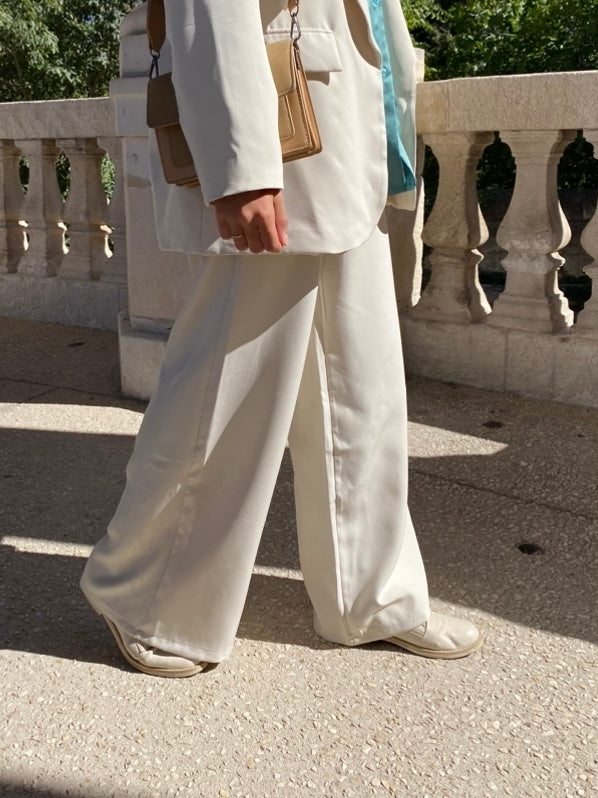 Pantalon tailleur crème