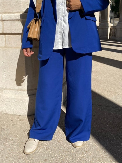 Pantalon tailleur bleu roi