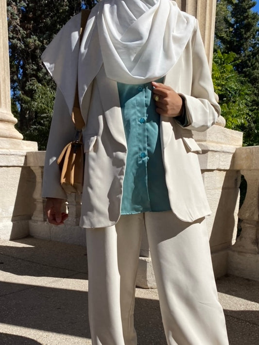 Veste tailleur oversize crème