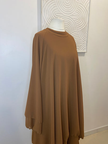 Abaya à volants marron