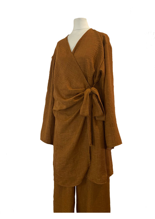 Ensemble oversize à nouer marron