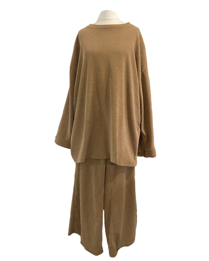 Ensemble pantalon côtelé ample