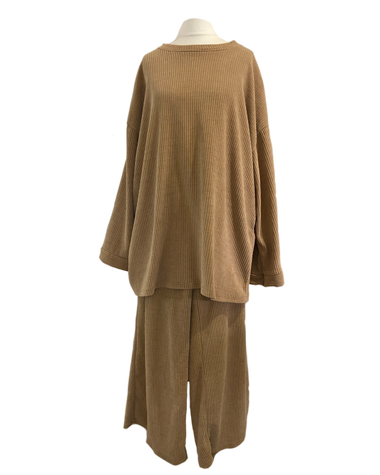 Ensemble pantalon côtelé ample