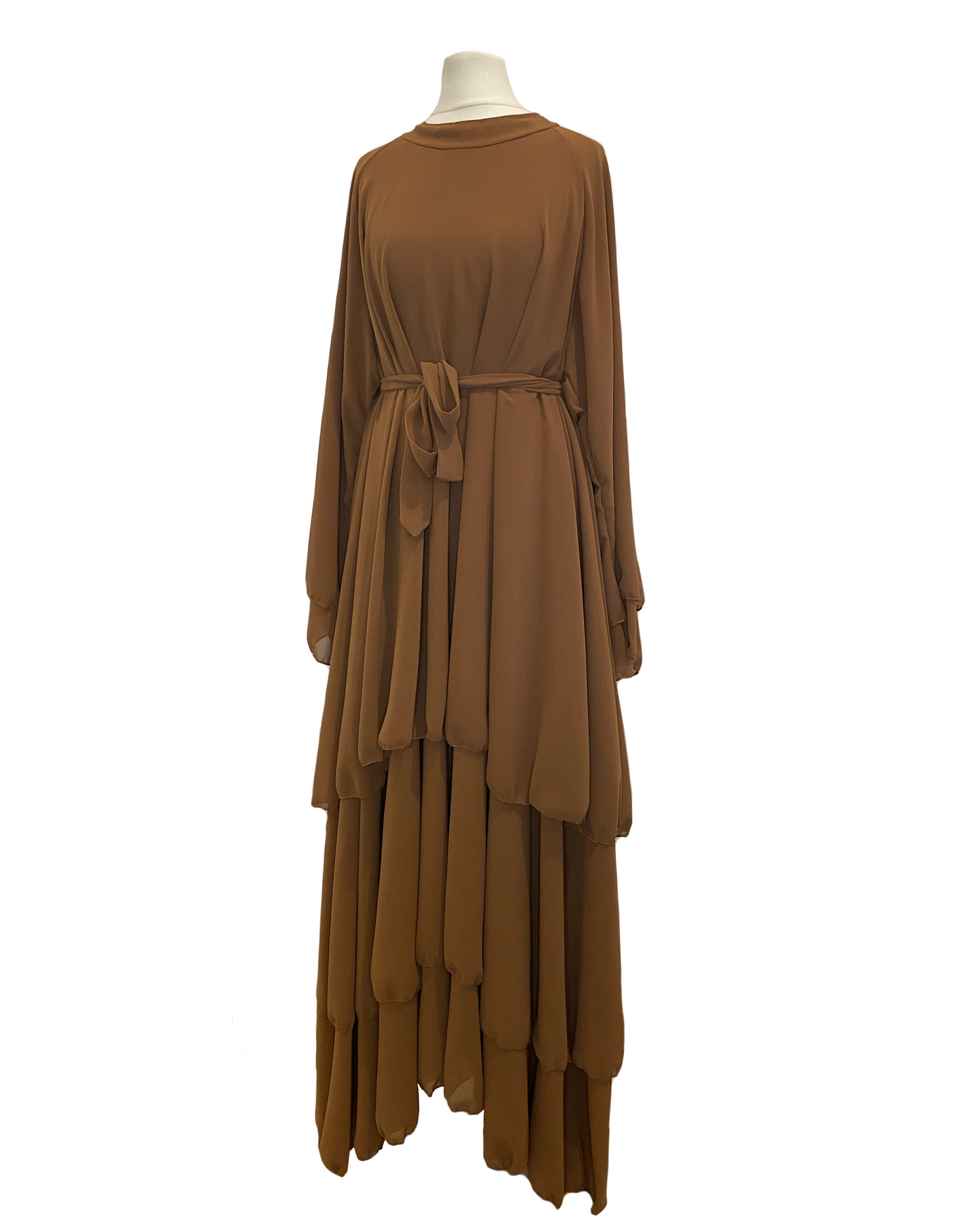Abaya à voilages marron