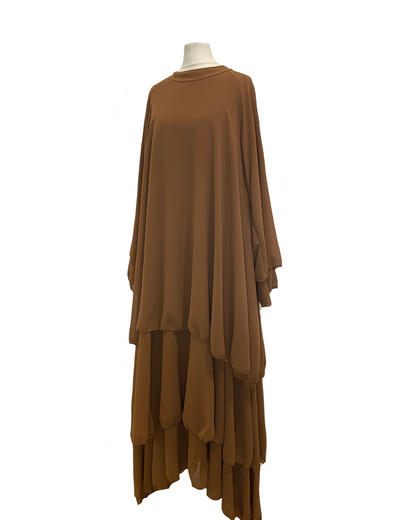 Abaya à voilages marron