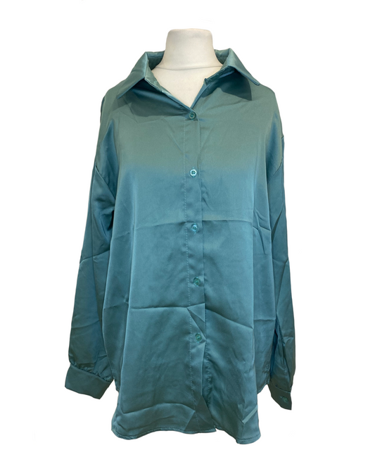 Chemise satinée bleu