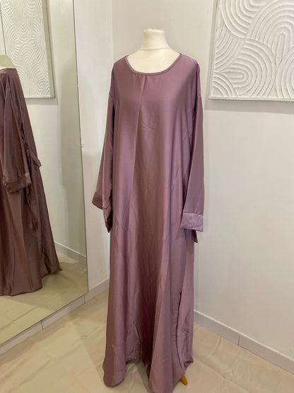 Abaya satinée mauve