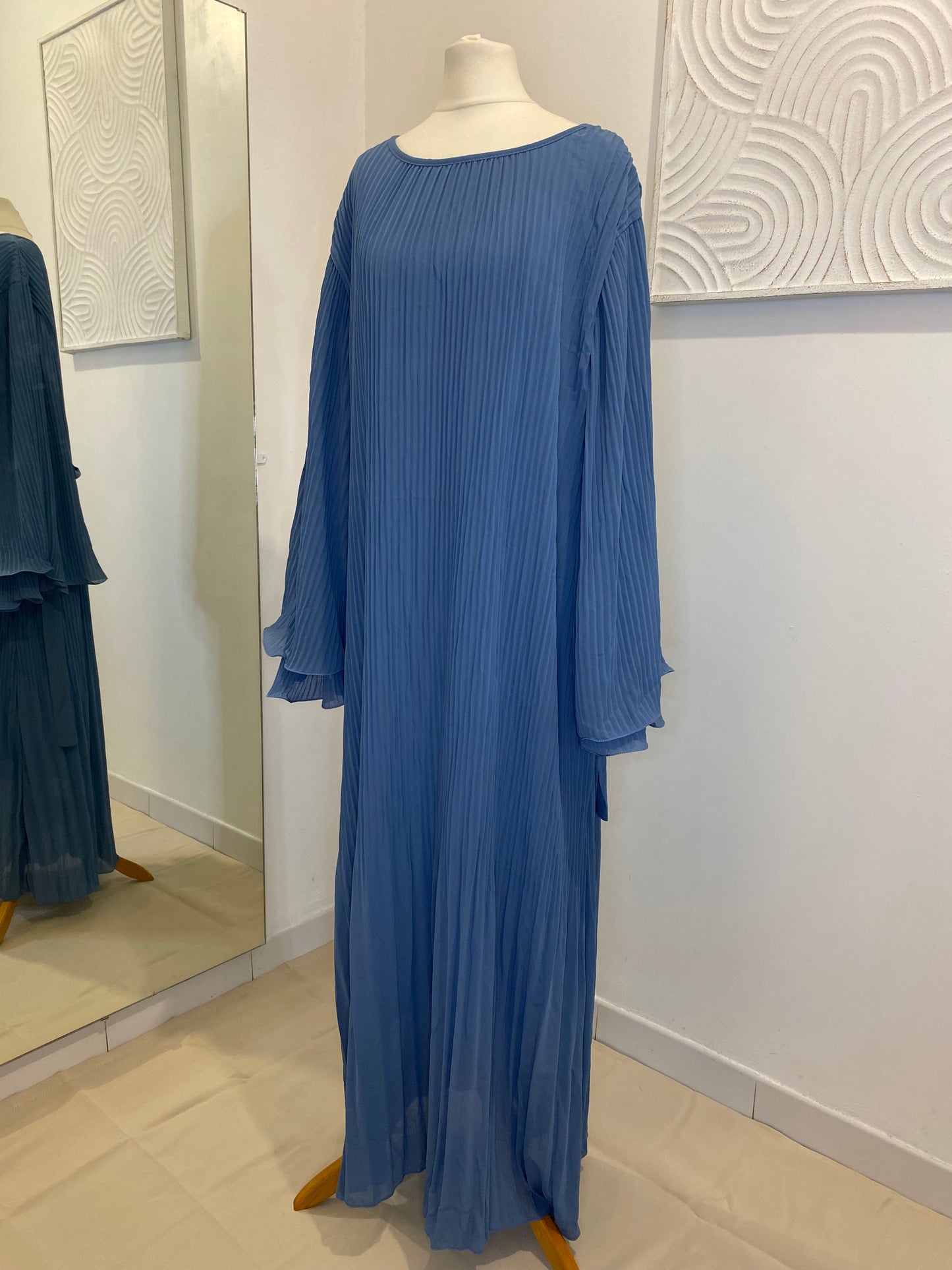 Abaya plissée bleu