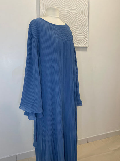 Abaya plissée bleu